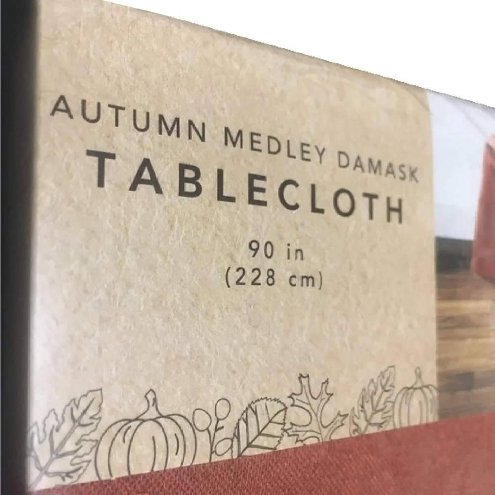 brand new Autumn Medley SPICE-colored Damask Fabric 90-inch ROUND Tablecloth